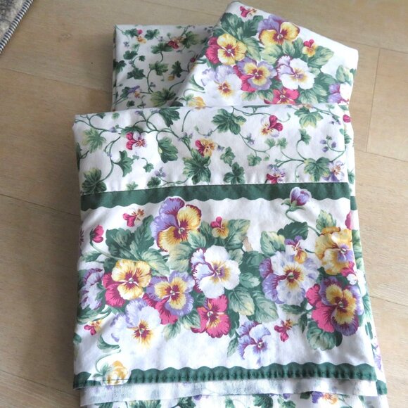 Vintage Rex Imperial Full Size Floral Sheet Set 4pc Cottage Country Made In USA - Picture 4 of 9